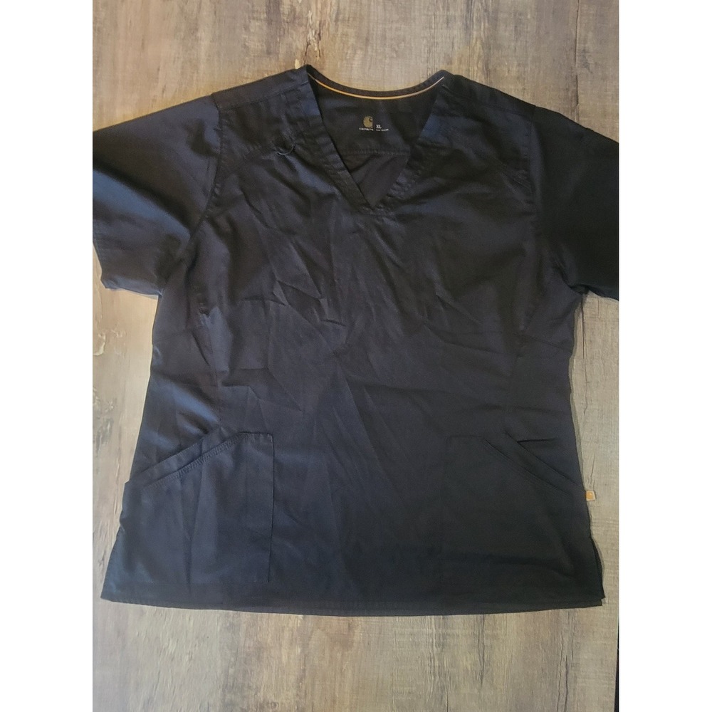 Carhartt Force Scrub Top Womens XL Black V-Neck Medical Nursing C12106‎ Pocket